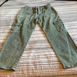 Women's Olive Cargo Straight Leg Jeans
